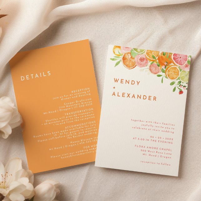 Citrus Watercolor Details All in One Wedding Invitation (Creator Uploaded)