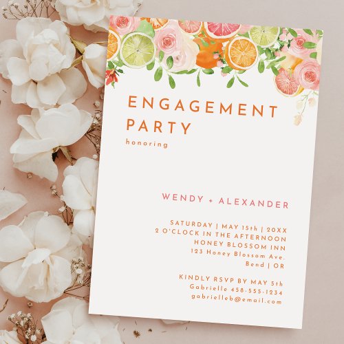 Citrus Watercolor Engagement Party Invitation