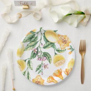 Citrus Watercolor Italian Lemon Paper Plates