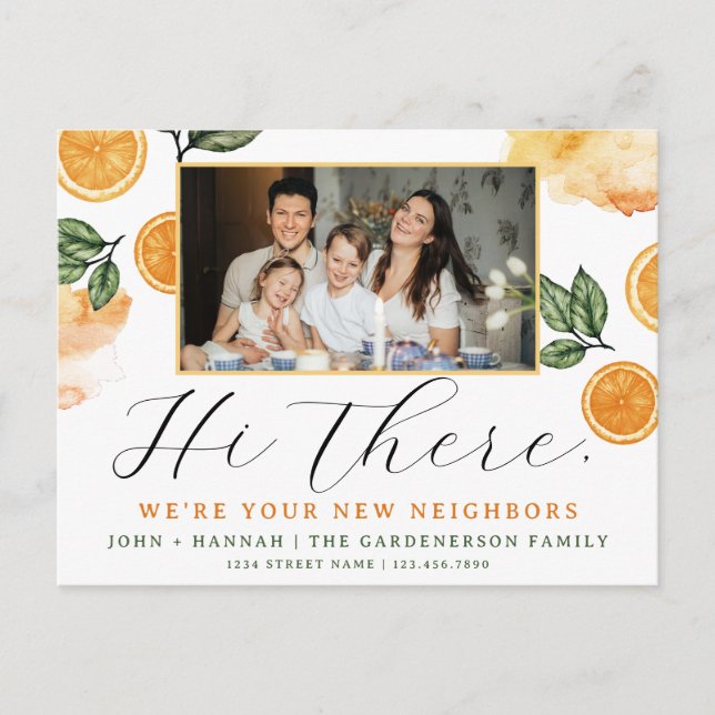 Citrus Watercolor New Neighbor Postcard (Front)