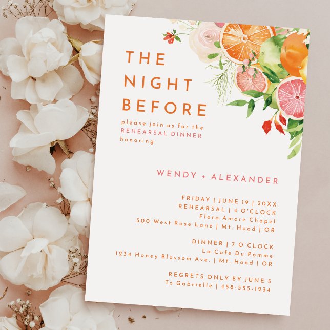 Citrus Watercolor Night Before Rehearsal Dinner Invitation (Creator Uploaded)