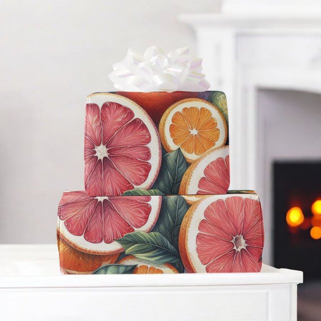 Citrus Watercolor Orange Fruit Botanical Summer Wrapping Paper (Creator Uploaded)