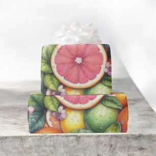 Citrus Watercolor Orange Fruit Botanical Summer Wrapping Paper