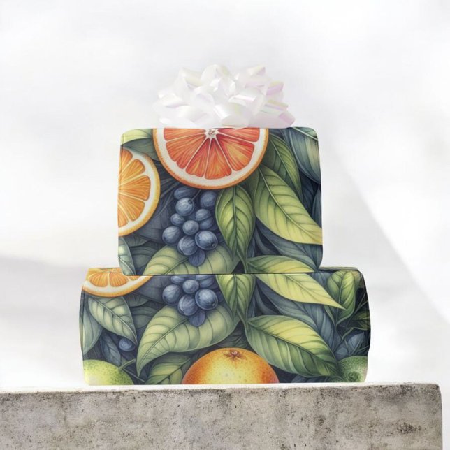 Citrus Watercolor Orange Fruit Botanical Summer Wrapping Paper (Creator Uploaded)