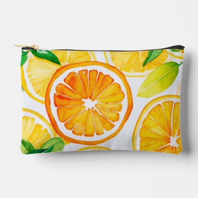 Citrus Watercolor Oranges & Lemons  Accessory Pouch (Front)