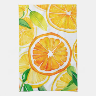 Citrus Watercolor Oranges & Lemons  Kitchen Towel
