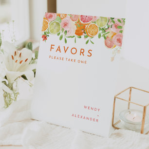 Citrus Watercolor Wedding Favors Pedestal Sign
