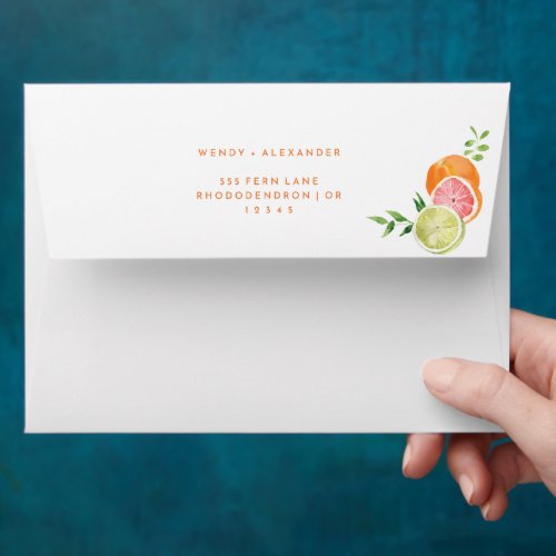 Citrus Watercolor Wedding Mailing Envelope