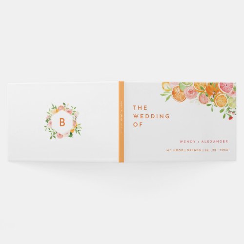 Citrus Watercolor Wedding Monogram Guest Book