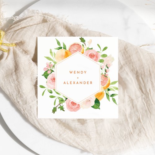 Citrus Watercolor Wedding Napkins