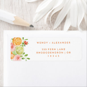 Citrus Watercolor Wedding Return Address Label