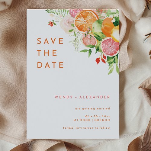 Citrus Watercolor Wedding Save The Date