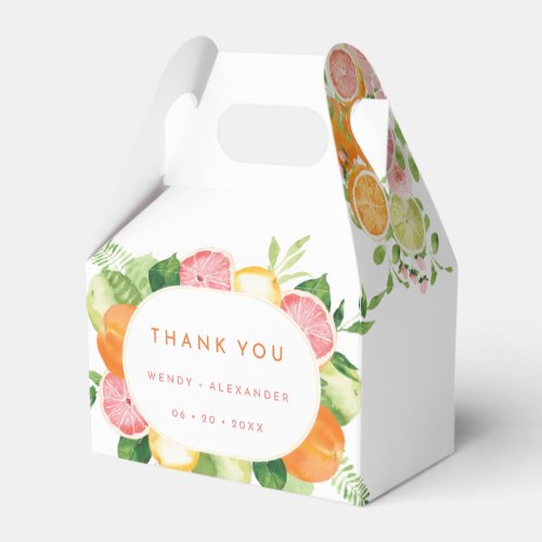 Citrus Watercolor Wedding Thank You Favor Boxes