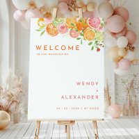Citrus Watercolor Wedding Welcome Sign