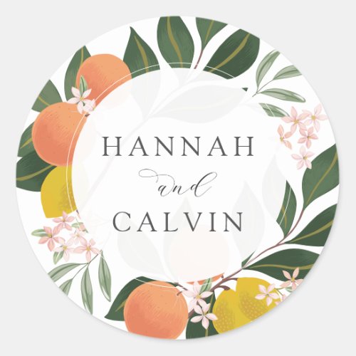 Citrus Wedding Classic Round Sticker
