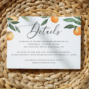 Citrus Wedding Details Orange Accommodation Enclosure Card