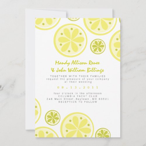 Citrus Wedding Invitation with Lemons and Limes