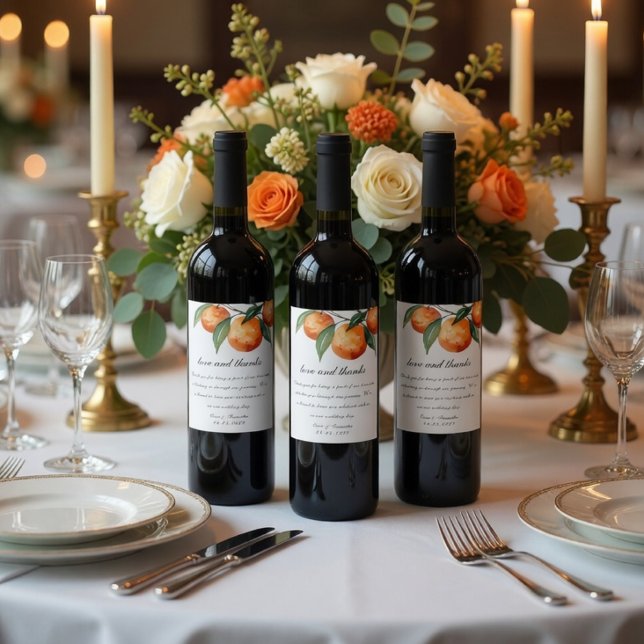 Citrus Wedding Mediterranean Orange  Wine Label (Creator Uploaded)
