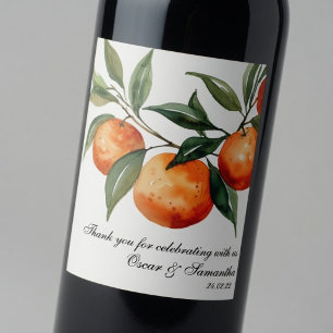 Citrus Wedding Mediterranean Orange Wine Label