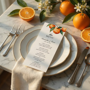 Citrus Wedding Menu Card   Mediterranean Orange