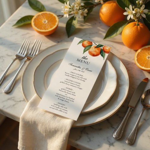 Citrus Wedding Menu Card | Mediterranean Orange