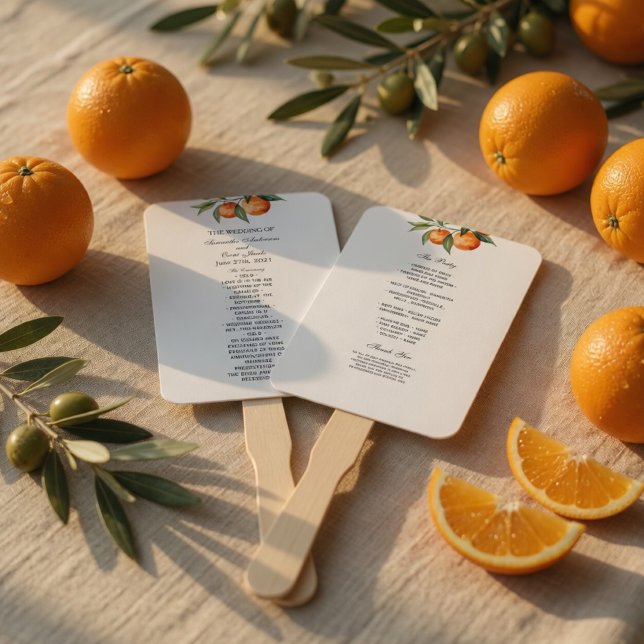 Citrus Wedding Program Fan | Mediterranean Orange  (Creator Uploaded)