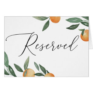 Citrus Wedding Reserved Sign Watercolor Orange Cards