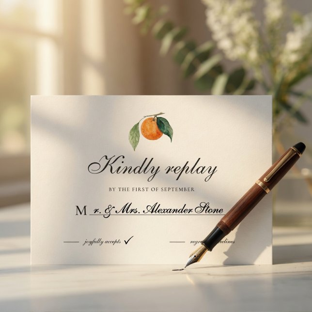 Citrus Wedding RSVP Card | Mediterranean Orange  (Creator Uploaded)