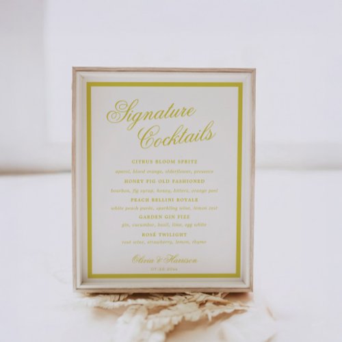Citrus Wedding Signature Drinks Sign