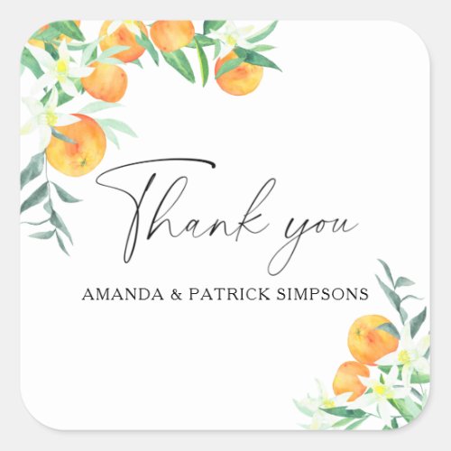 Citrus _ Wedding Thank You Square Sticker