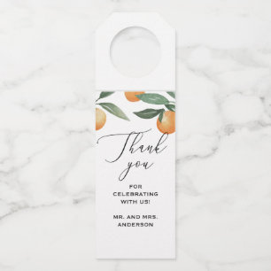 Citrus Wedding Watercolor Botanical Thank You Bottle Hanger Tag