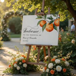 Citrus Wedding Welcome Sign   Mediterranean Orange