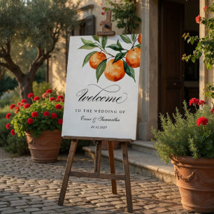 Citrus Wedding Welcome Sign Mediterranean Orange