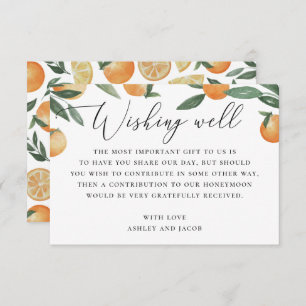 Citrus Wedding Wishing Well Orange Honeymoon Enclosure Card