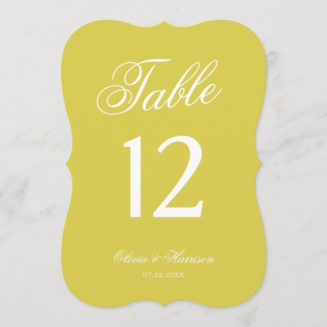 Citrus Wedding Yellow Die Cut Table Number (Front)