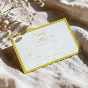 Citrus Wedding Yellow Elegant Script RSVP Card