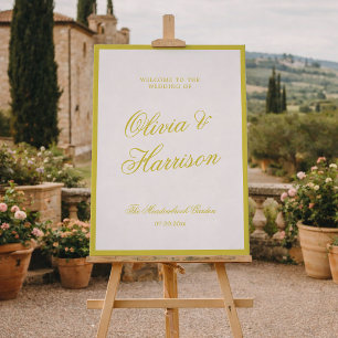 Citrus Wedding Yellow Elegant Welcome Sign