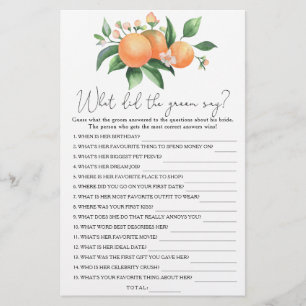 Citrus - What did the groom say bridal game