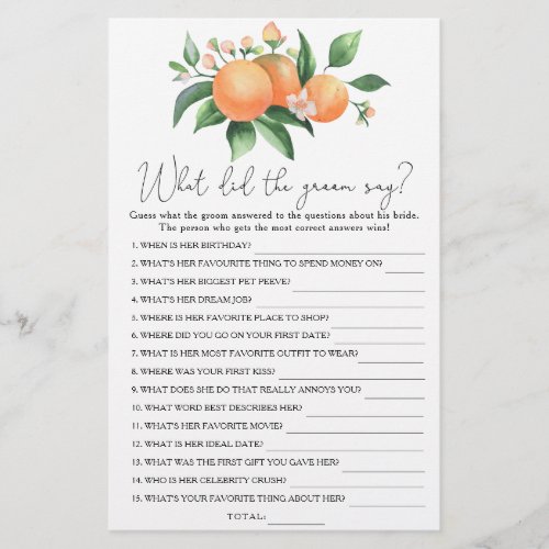 Citrus _ What did the groom say bridal game