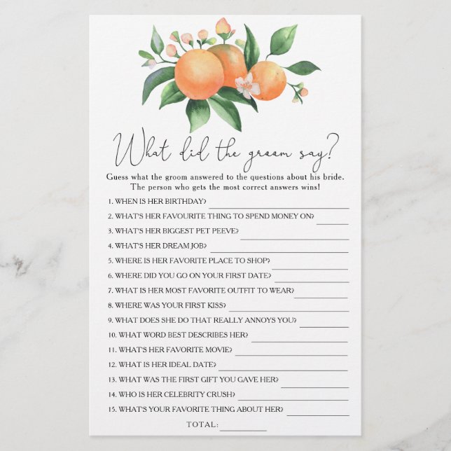 Citrus - What did the groom say bridal game (Front)