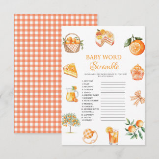 Citrus word scramble baby shower game card