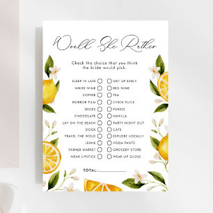 Citrus Would She Rather Bridal Shower Game