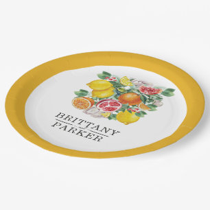 Citrus Wreath Botanical Wedding Paper Plates