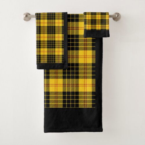 Citrus Yellow and Black Plaid Bath Towel Set