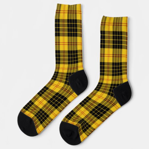 Citrus Yellow And Black Plaid Socks