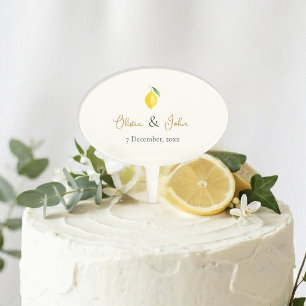 Citrus Yellow and Green Lemon Wedding Cake Topper