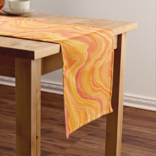 Citrus Yellow and Orange Wavy Stripes Long Table Runner