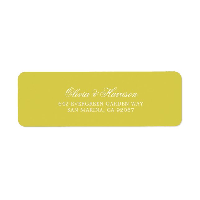 Citrus Yellow Calligraphy Address Label (Front)