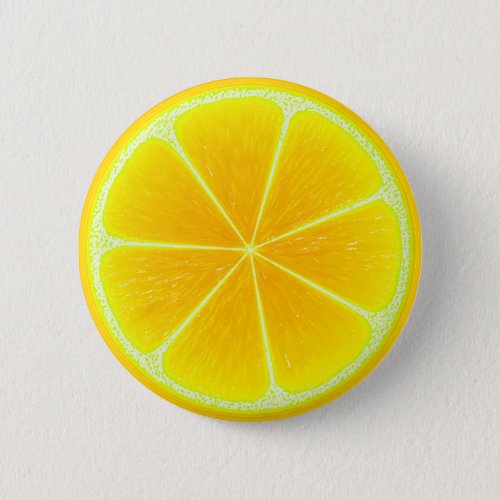 Citrus Yellow Lemon Fruit Slice Button