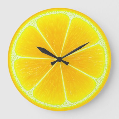 Citrus Yellow Lemon Fruit Slice Large Clock